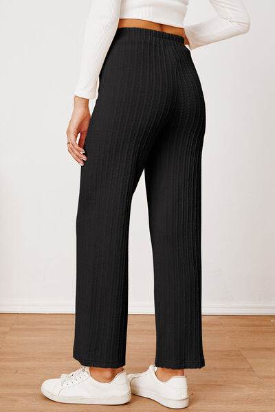 Textured Elastic Waist Straight Pants for a perfect OOTD – dress to impress outfits from Amexza