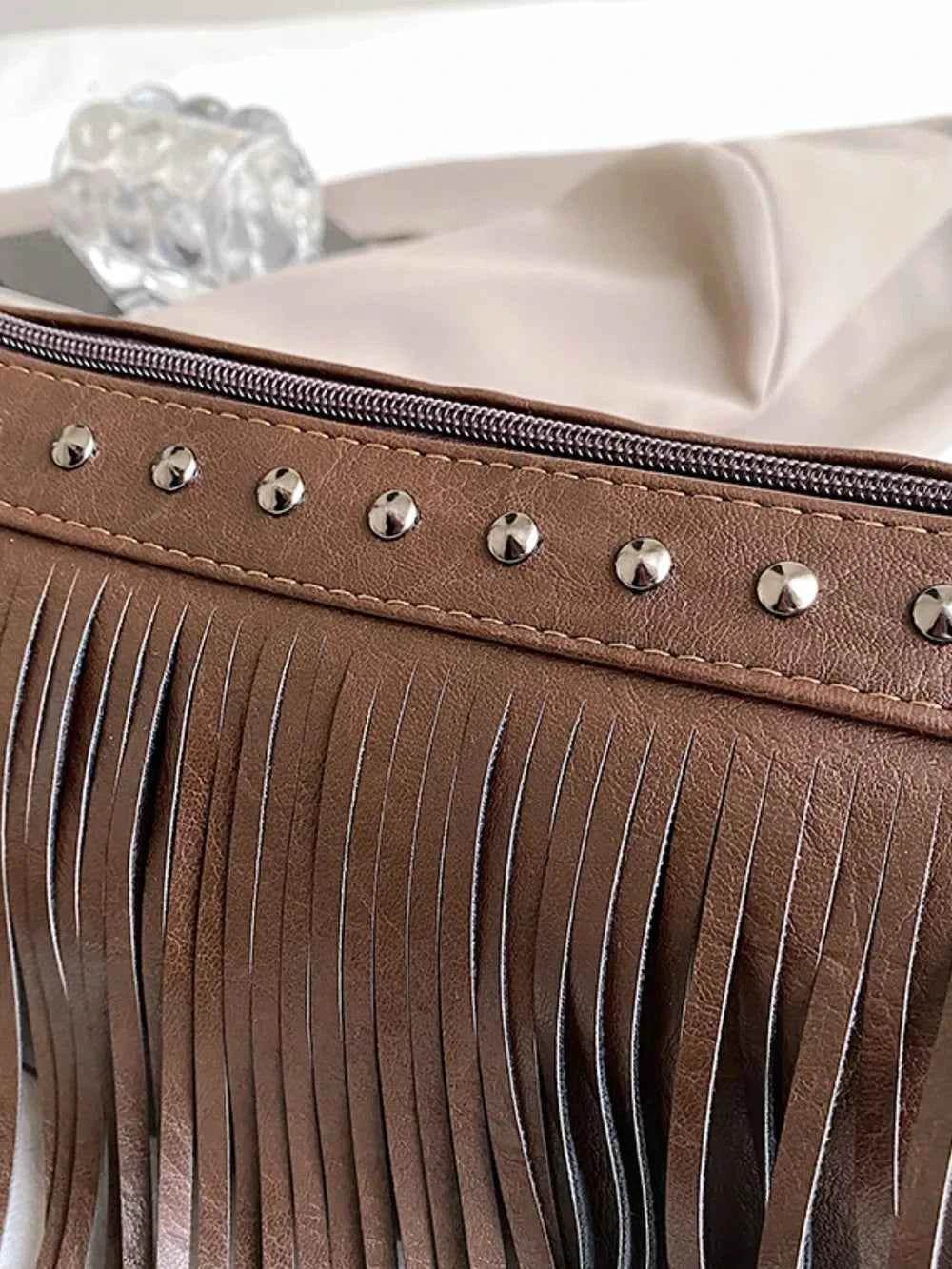 PU Leather Fringe Studded Crossbody Bag for a perfect OOTD – dress to impress outfits from Amexza