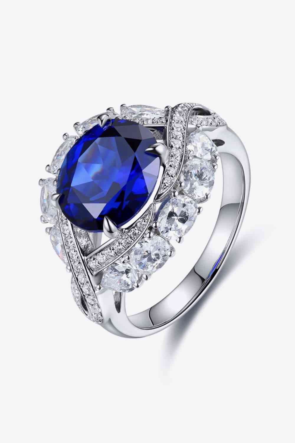 5 Carat Lab-Grown Sapphire Platinum-Plated Ring Royal Blue for a perfect OOTD – dress to impress outfits from Amexza