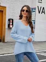 Openwork Dropped Shoulder Long Sleeve Sweater for a perfect OOTD – dress to impress outfits from Amexza