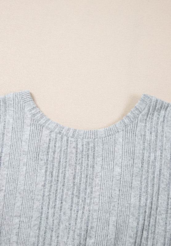 Crossover Backless Long Sleeve Knit Top - Amexza