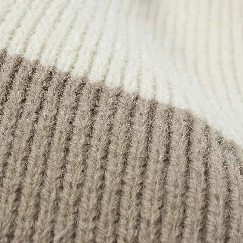 Color Block Knit Hat with Pom-pom for a perfect OOTD – dress to impress outfits from Amexza