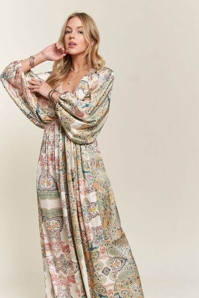 ADORA Printed V-Neck Batwing Sleeve Dress for a perfect OOTD – dress to impress outfits from Amexza