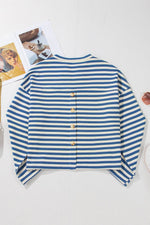 Stripe Chest Pocket Notched Top - Amexza