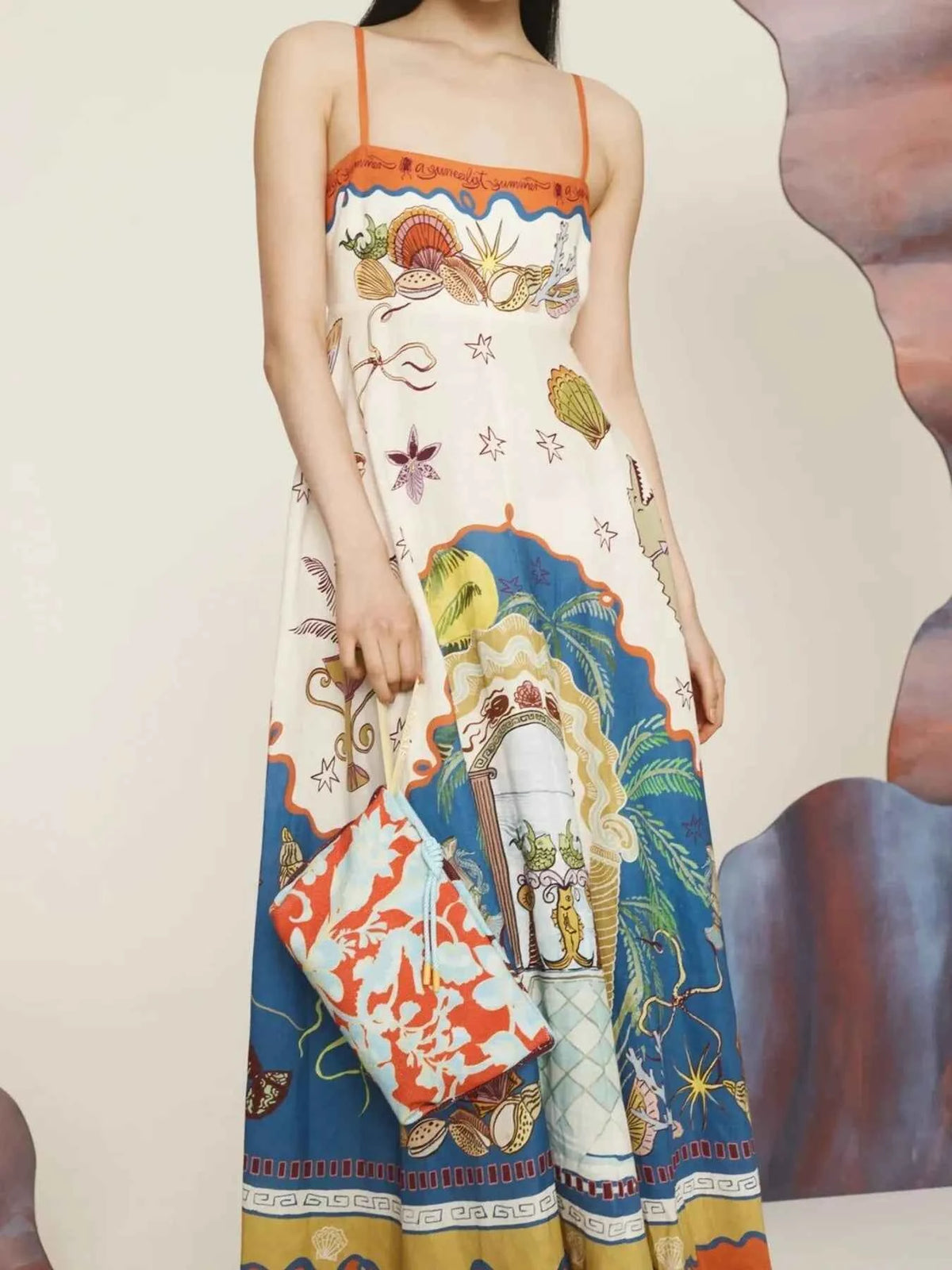 Printed Square Neck Maxi Cami Dress