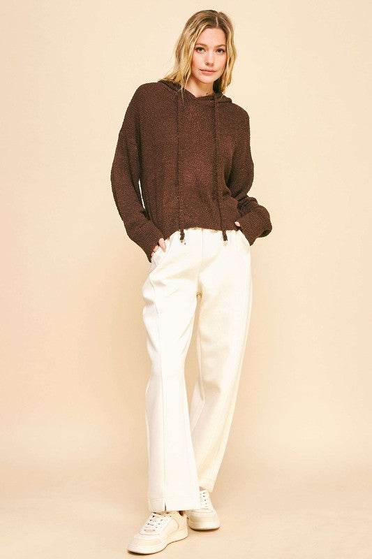 Davi & Dani Drop Shoulder Long Sleeve Hooded Sweater for a perfect OOTD – dress to impress outfits from Amexza