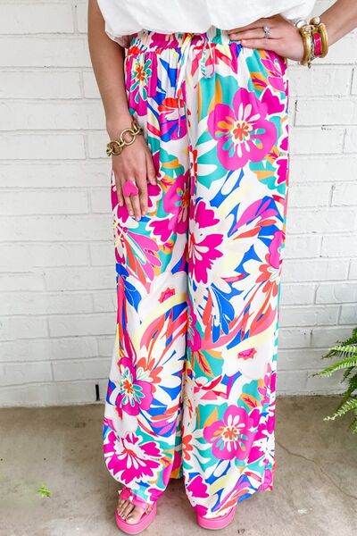 Printed Wide Leg Pants Hot Pink for a perfect OOTD – dress to impress outfits from Amexza