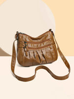 PU Leather Ruched Adjustable Strap Shoulder Bag Ochre One Size for a perfect OOTD – dress to impress outfits from Amexza