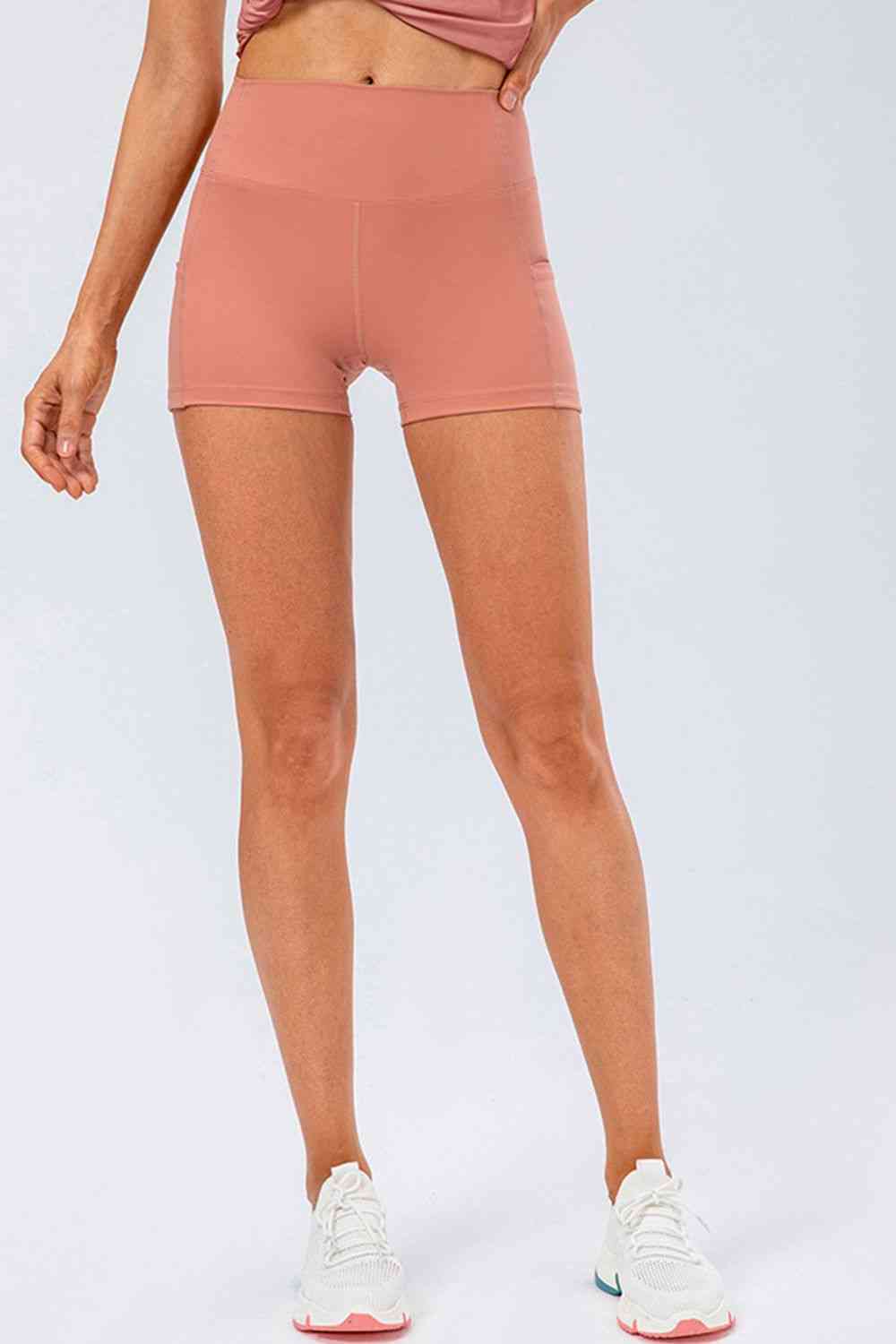 Slim Fit Wide Waistband Sports Shorts Coral for a perfect OOTD – dress to impress outfits from Amexza