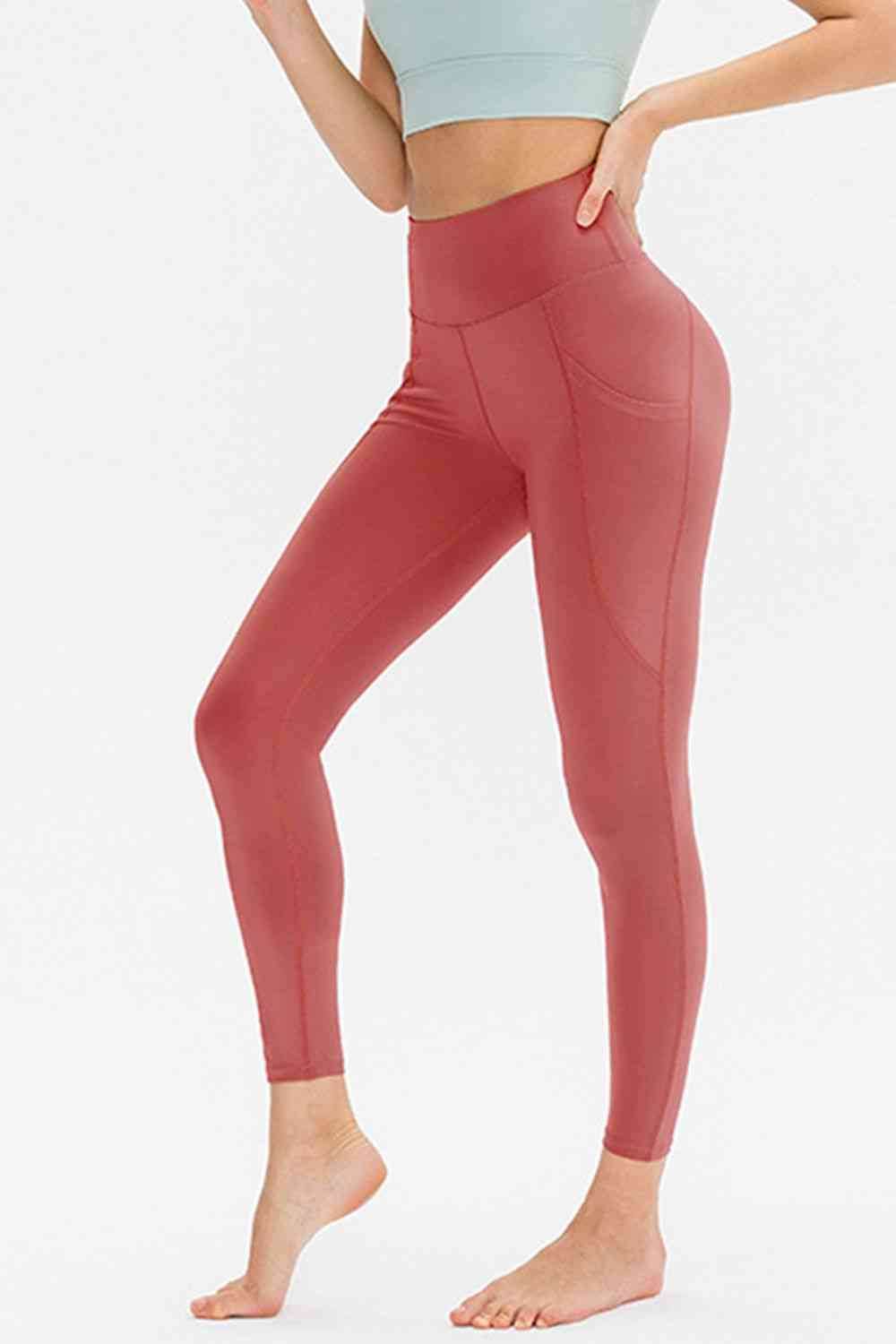 Slim Fit Long Active Leggings with Pockets Watermelon pink for a perfect OOTD – dress to impress outfits from Amexza