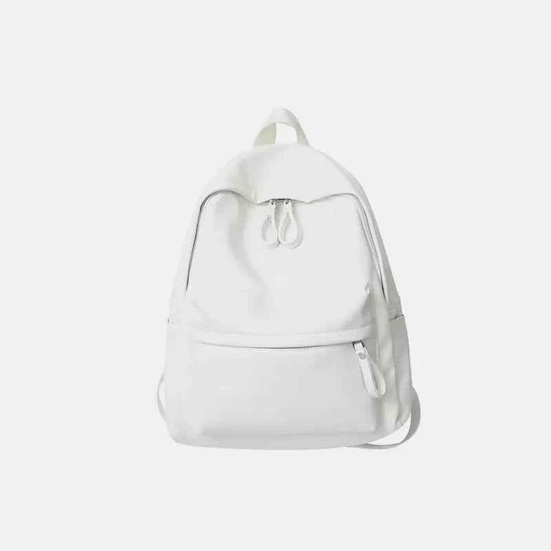PU Leather Zip Backpack Bag White One Size for a perfect OOTD – dress to impress outfits from Amexza
