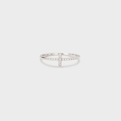 Cross Inlaid Zircon 925 Sterling Silver Ring Silver for a perfect OOTD – dress to impress outfits from Amexza