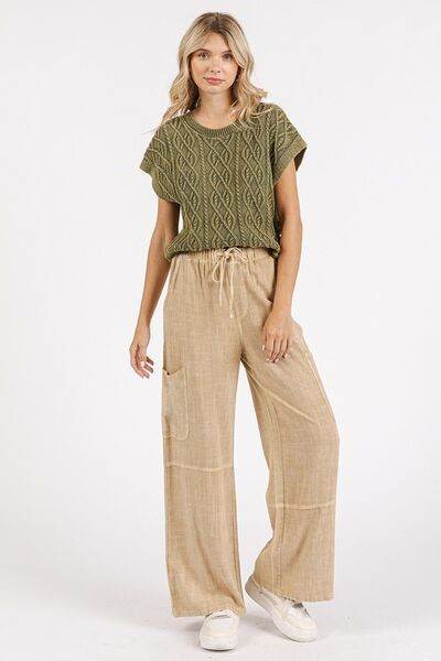 Mittoshop Mineral Wash Drawstring Elastic Waist Pants for a perfect OOTD – dress to impress outfits from Amexza