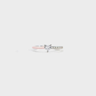 Heart Shape Inlaid Zircon Enamel Ring Blush Pink for a perfect OOTD – dress to impress outfits from Amexza