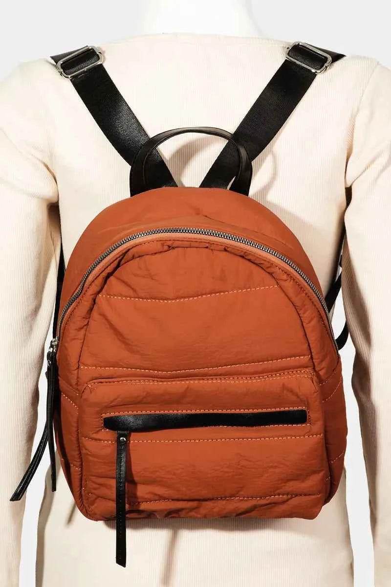 Fame Adjustable Strap Nylon Backpack Bag Rust One Size for a perfect OOTD – dress to impress outfits from Amexza