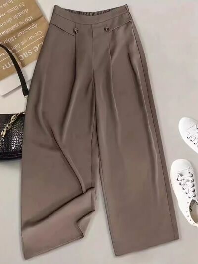 Full Size Wide Leg Pants Coffee Brown for a perfect OOTD – dress to impress outfits from Amexza