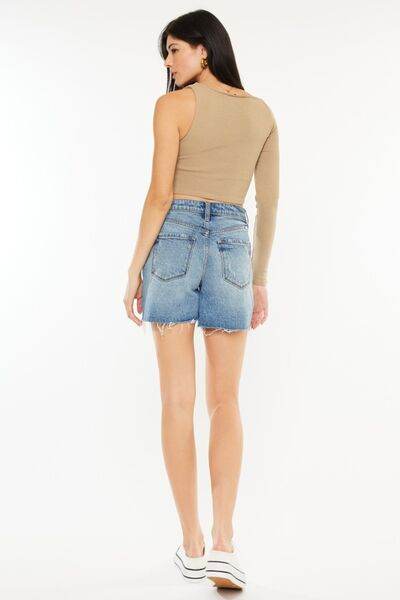 Kancan Full Size Raw Hem High Waist Denim Shorts for a perfect OOTD – dress to impress outfits from Amexza