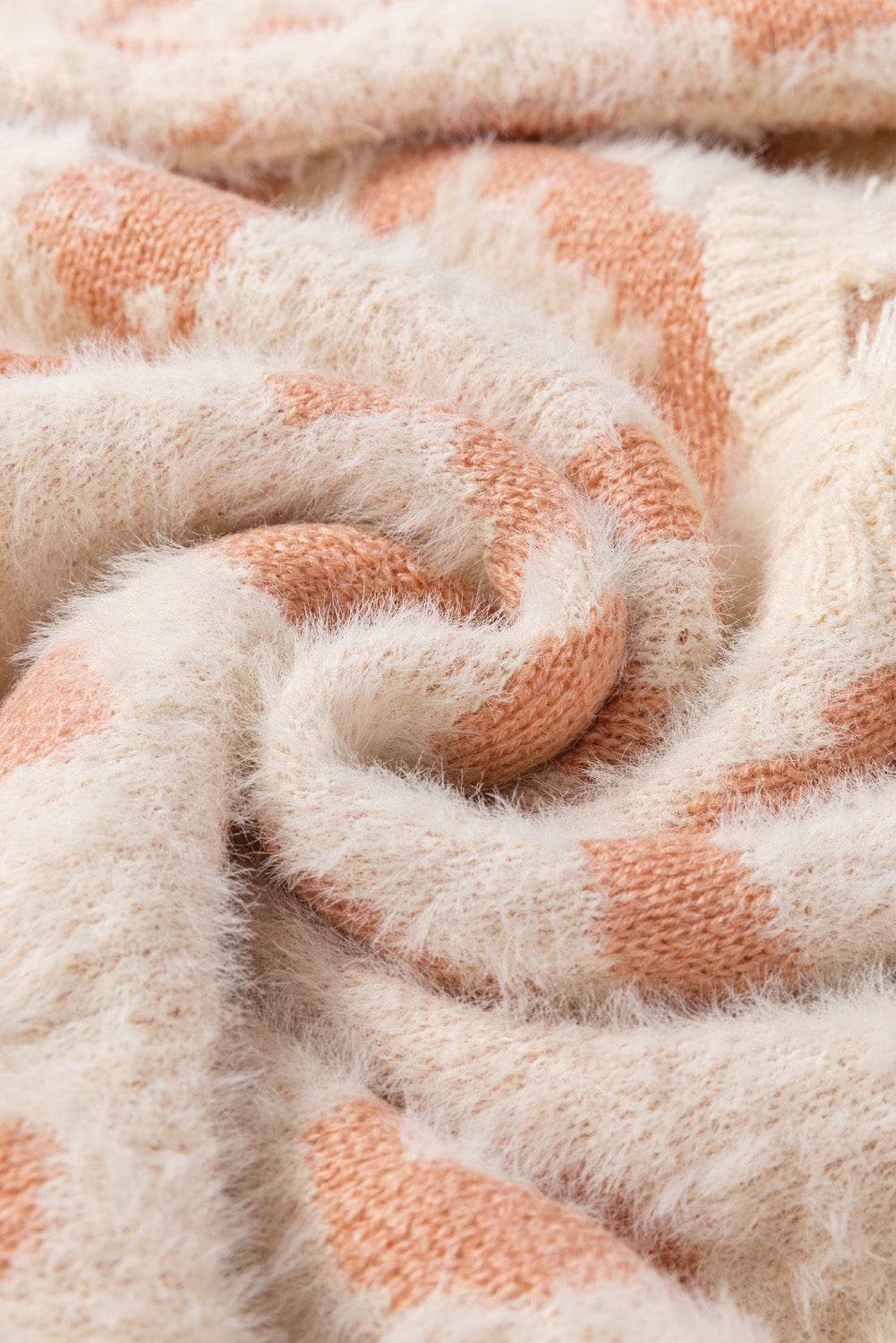 Distressed Trim Leopard V-Neck Sweater for a perfect OOTD – dress to impress outfits from Amexza