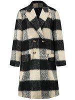 Plaid Double-Breasted Long Sleeve Coat - Amexza