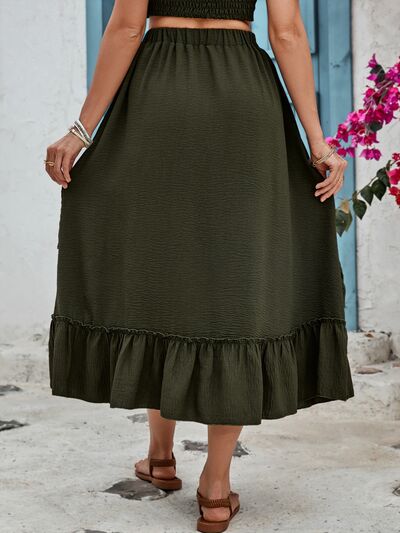 Honey Ruffled Elastic Waist Midi Skirt for a perfect OOTD – dress to impress outfits from Amexza