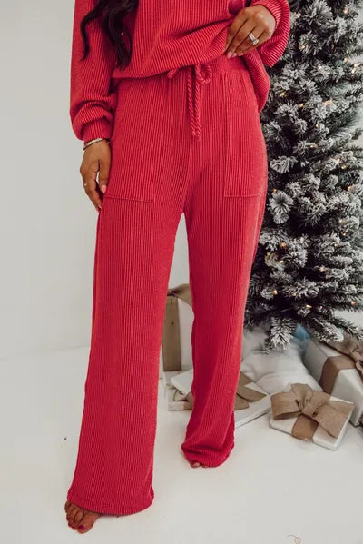 JOLLY Round Neck Long Sleeve Top and Pants Lounge Set for a perfect OOTD – dress to impress outfits from Amexza