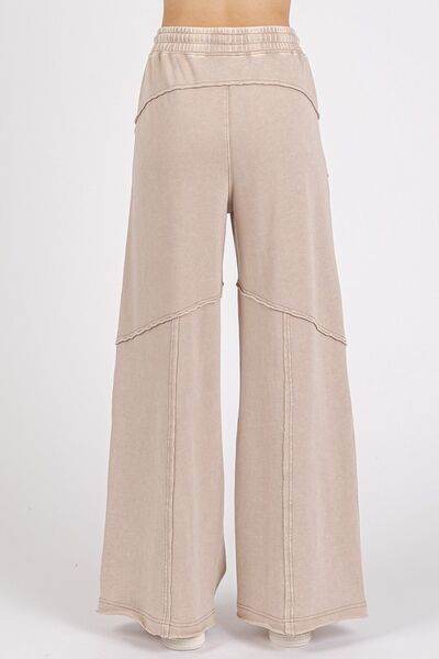 Mittoshop Asymmetric Seam Mineral Wash Elastic Waist Pants - Amexza