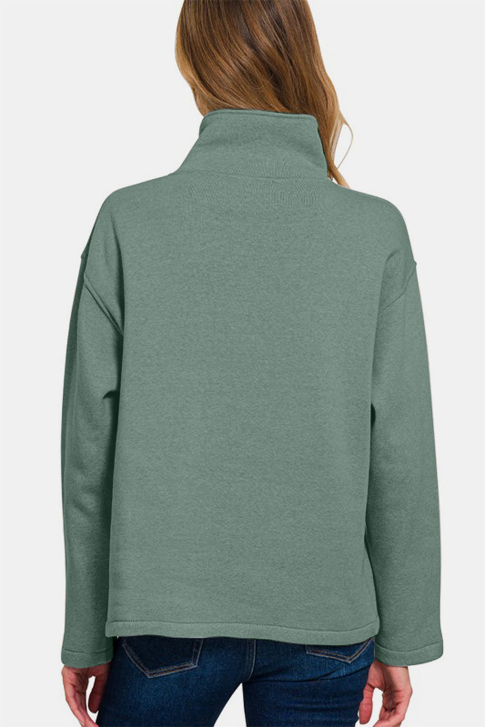 Zenana Turtleneck Half Snap Fleece Sweatshirt for a perfect OOTD – dress to impress outfits from Amexza