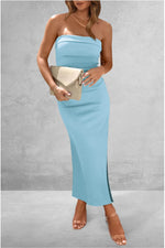 Slit Tube Midi Dress - Amexza