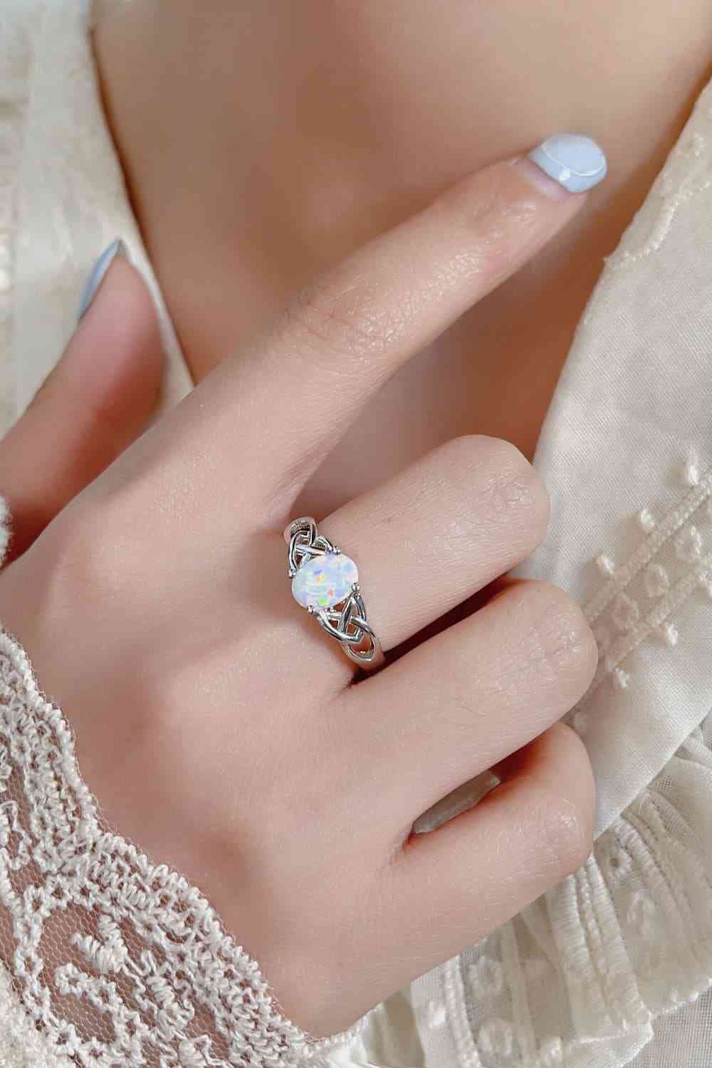 Crisscross 4-Prong Opal Ring White for a perfect OOTD – dress to impress outfits from Amexza