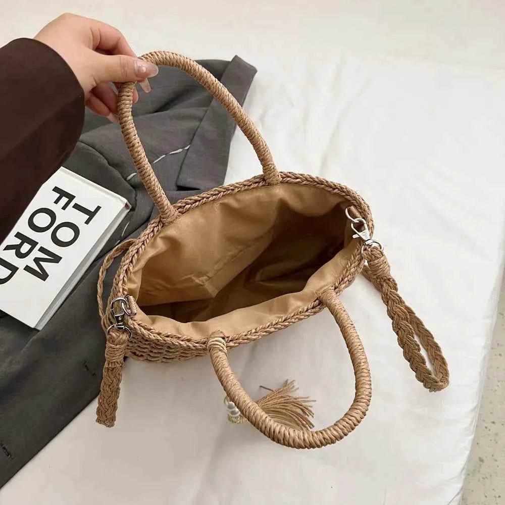 Braided Strap Paper Weave Shoulder Bag for a perfect OOTD – dress to impress outfits from Amexza