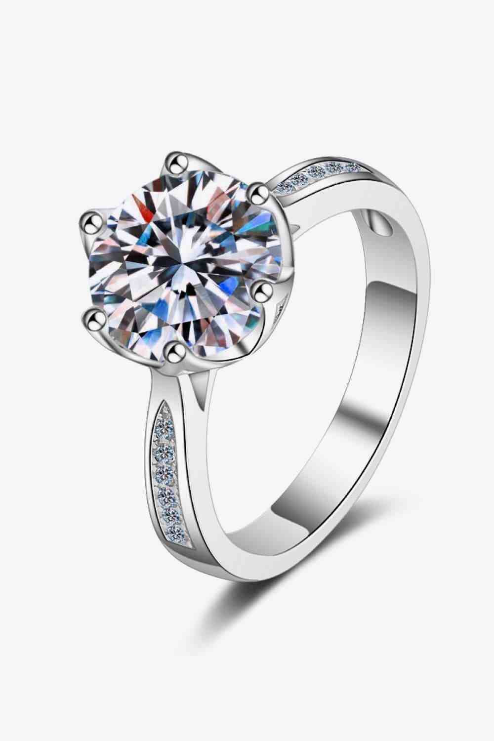 3 Carat Moissanite Rhodium-Plated Side Stone Ring Silver for a perfect OOTD – dress to impress outfits from Amexza