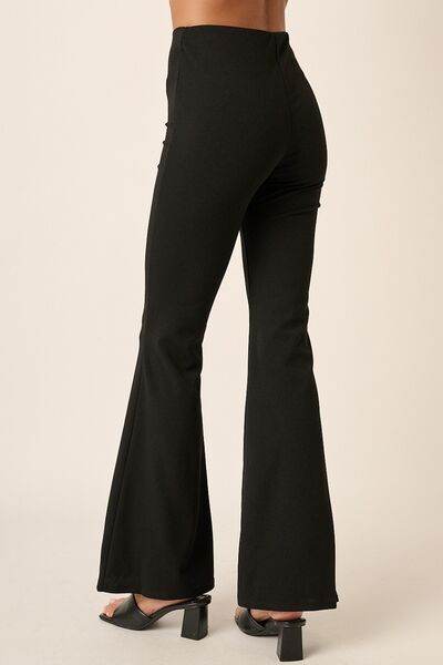 Mittoshop Crepe Knit Elastic Waist Flare Leg Pants - Amexza