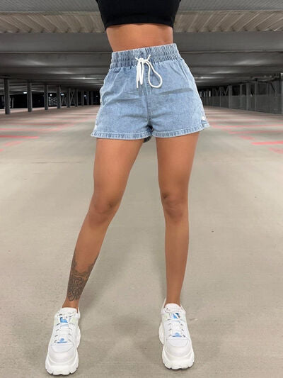 Drawstring High Waist Denim Shorts for a perfect OOTD – dress to impress outfits from Amexza