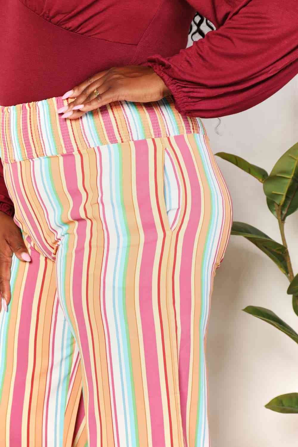 Double Take Striped Smocked Waist Pants with Pockets for a perfect OOTD – dress to impress outfits from Amexza