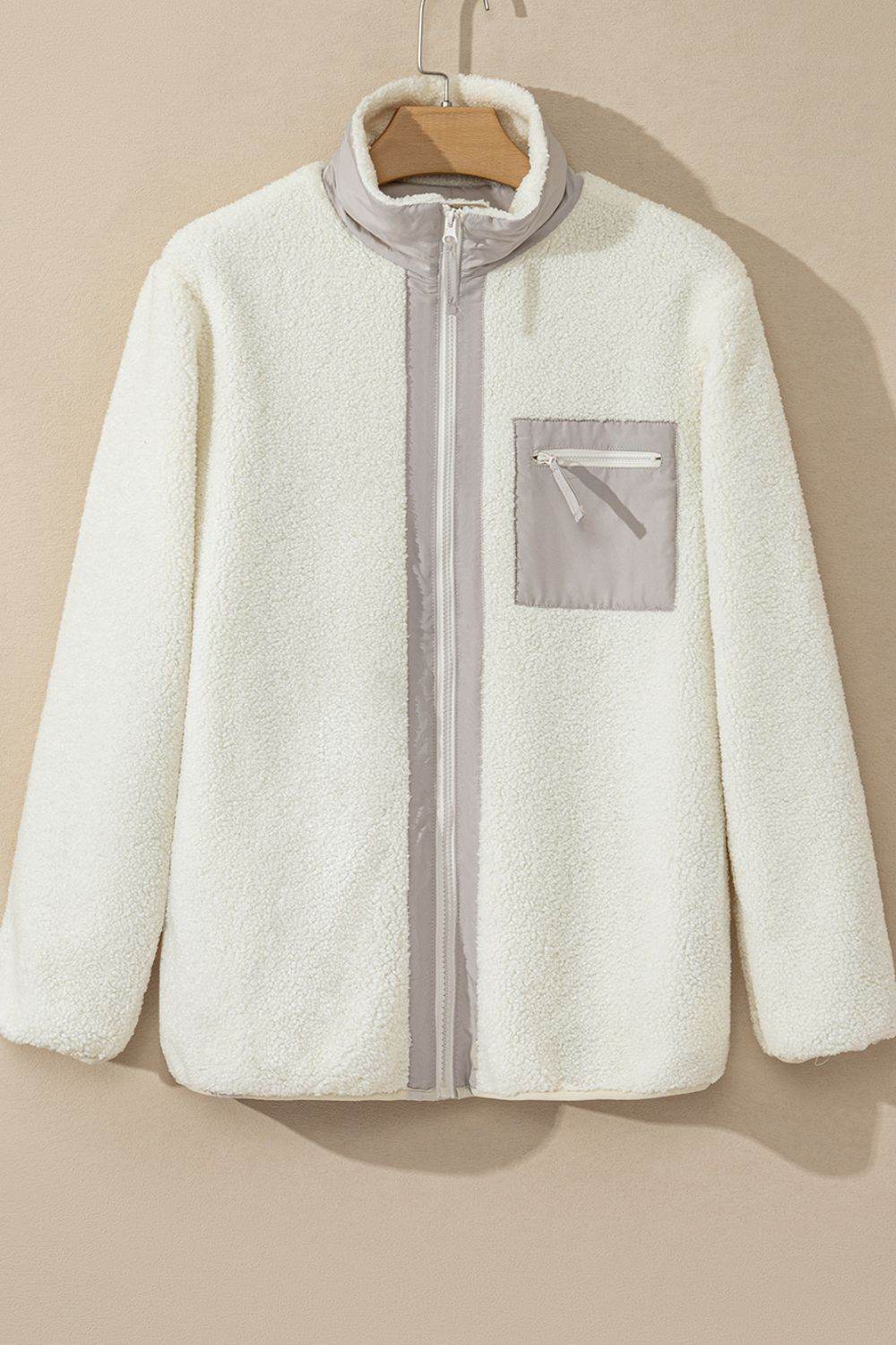 Chest Pocket Zip Up Fleece Jacket - Amexza