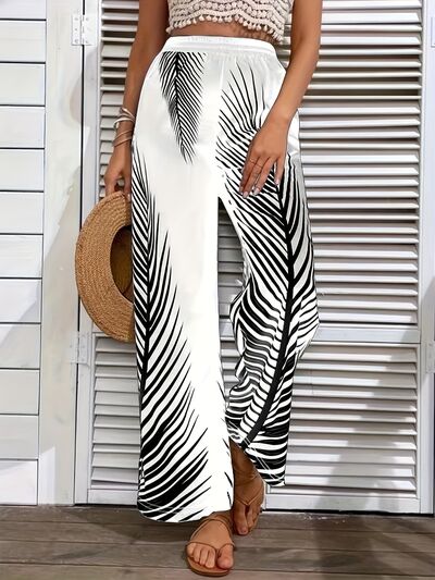 Printed Wide Leg Pants White for a perfect OOTD – dress to impress outfits from Amexza