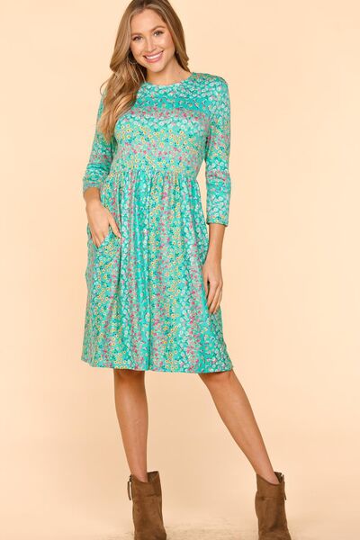 Haptics Round Neck Floral Dress with Pockets Mint for a perfect OOTD – dress to impress outfits from Amexza