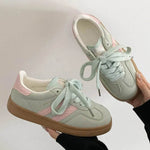 Contrast Round Toe Flat Sneakers Gum Leaf for a perfect OOTD – dress to impress outfits from Amexza