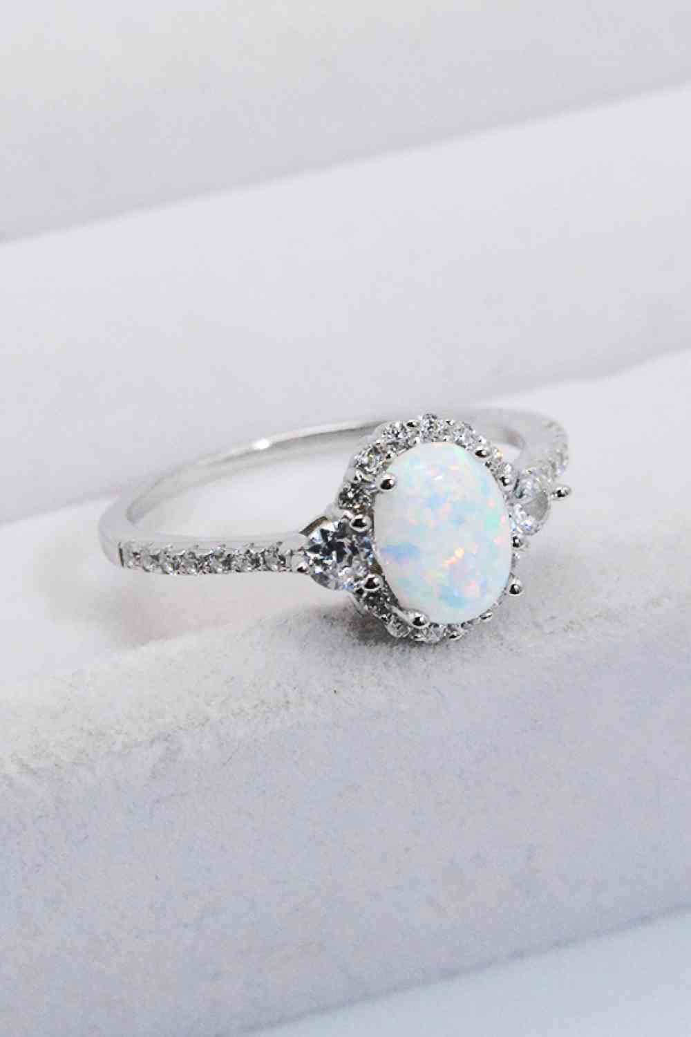 925 Sterling Silver Platinum-Plated Opal Ring for a perfect OOTD – dress to impress outfits from Amexza