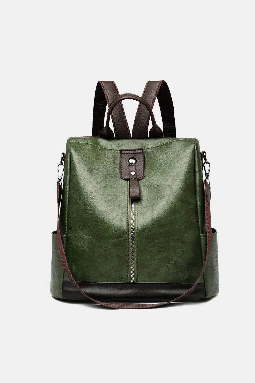 PU Leather Large Backpack Bag Dark Green One Size for a perfect OOTD – dress to impress outfits from Amexza
