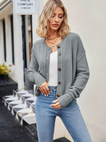 Button Up Dropped Shoulder Cardigan for a perfect OOTD – dress to impress outfits from Amexza