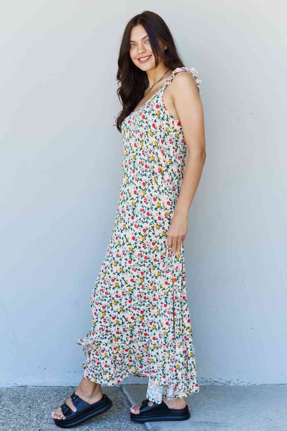 Doublju In The Garden Ruffle Floral Maxi Dress in Natural Rose for a perfect OOTD – dress to impress outfits from Amexza