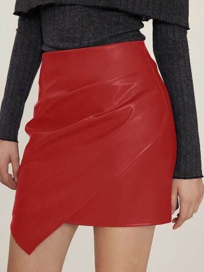 Ruched Mini Skirt with Zipper Scarlet for a perfect OOTD – dress to impress outfits from Amexza