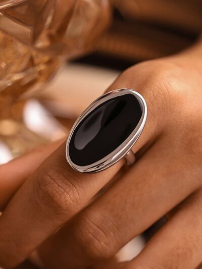 Stainless Steel Oil Drip Elliptical Open Ring Silver One Size for a perfect OOTD – dress to impress outfits from Amexza