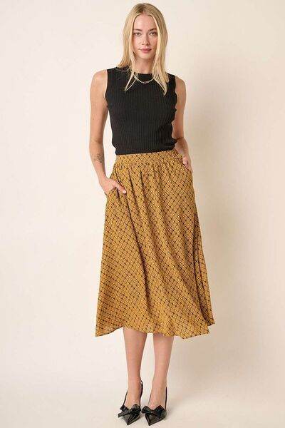 Mittoshop Printed Midi Skirt Mustard for a perfect OOTD – dress to impress outfits from Amexza