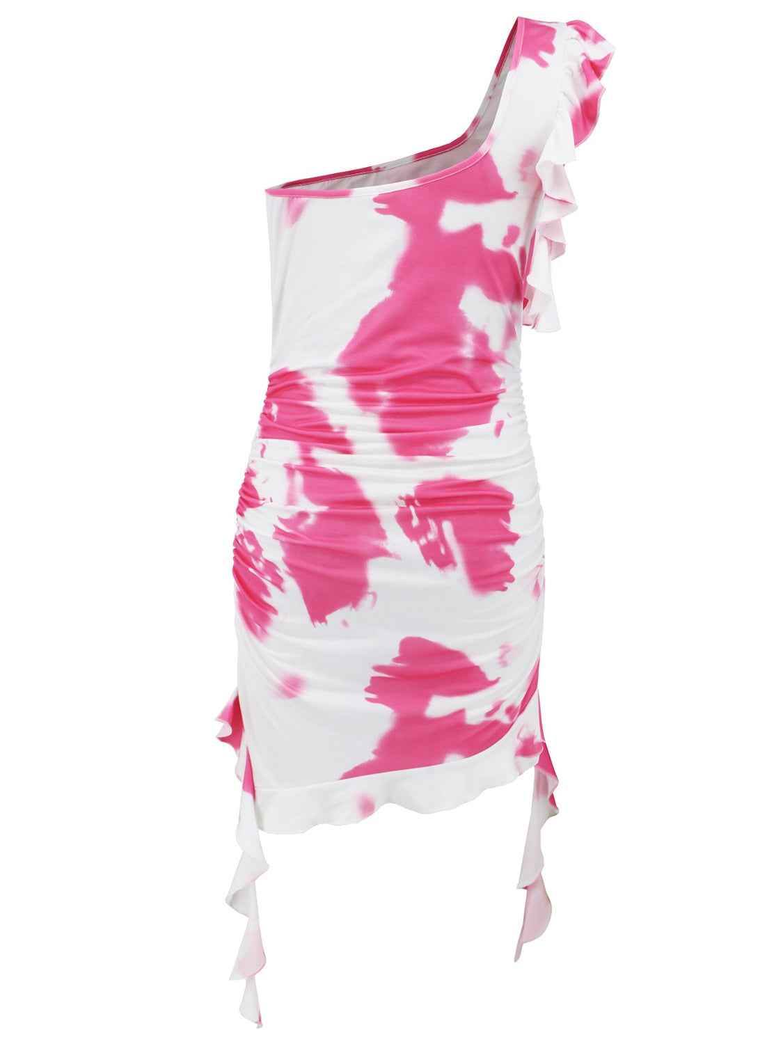 Ruffled Tie-Dye Single Shoulder Mini Dress for a perfect OOTD – dress to impress outfits from Amexza