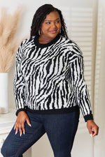 Heimish Full Size Zebra Print Sweater for a perfect OOTD – dress to impress outfits from Amexza
