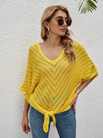 Openwork Batwing Sleeve Cover-Up Yellow for a perfect OOTD – dress to impress outfits from Amexza