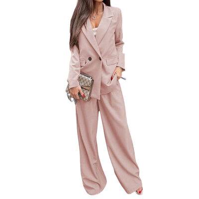 Buttoned Lapel Collar Long Sleeve Blazer and Pants Set for a perfect OOTD – dress to impress outfits from Amexza