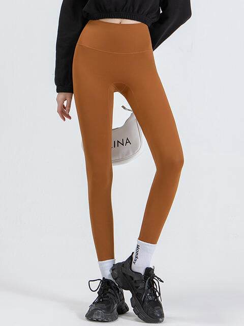 Wide Waistband Sports Leggings Caramel for a perfect OOTD – dress to impress outfits from Amexza